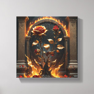 Em Tela Impressão de Rosas de Fiery Ouro - Fantasia Gótica