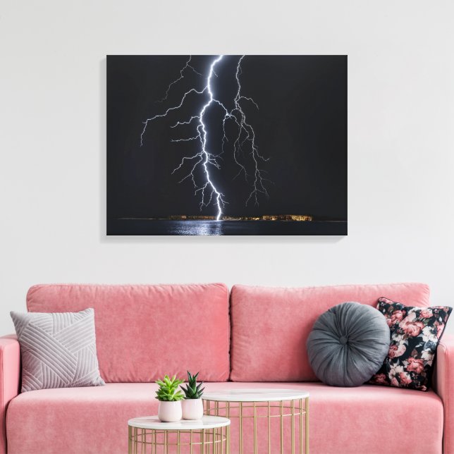 Em Tela Impressão de Tecido Esticado com Relâmpago (Insitu(Sala de estar))