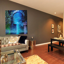 Em Tela Impressão de Telas Esticadas de Cor Azul-Noite Fan