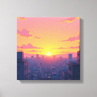Impressão de Telas Estreitas da Cityscape Sunset A