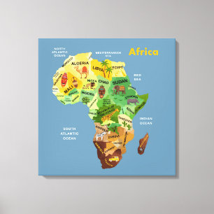 Em Tela Impressão de Trabalho de arte de Mapa Africano