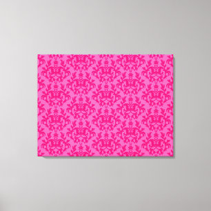Em Tela impressão de tríptico rosa quente para o Damask