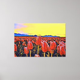 Em Tela Impressão de Tulipas Vermelhas de Campo de Pintura