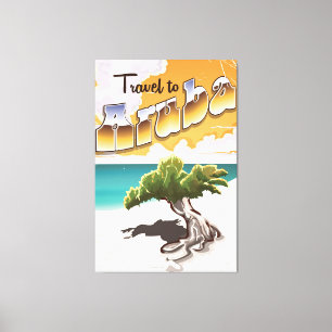 Em Tela Impressão de viagem de praia vintage de Aruba