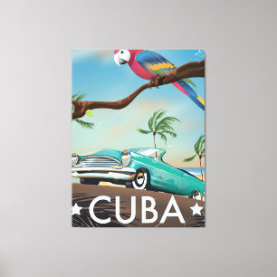 Em Tela Impressão de viagem retrô vintage de Cuba