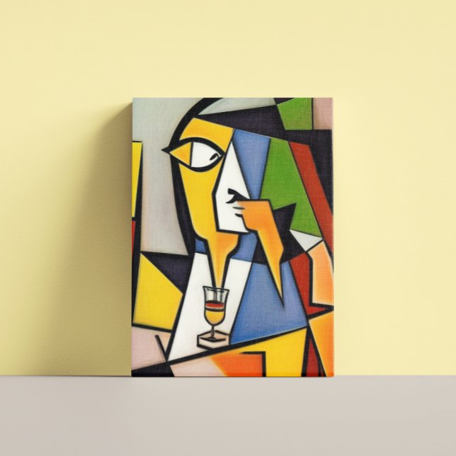 Em Tela Impressão do Cubist da Bartender abstrato (Criador carregado)