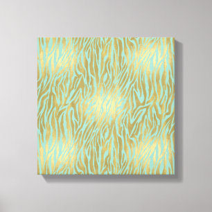 Em Tela Impressão Dourada e Mint Zebra
