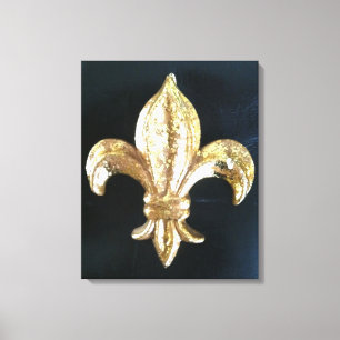 Em Tela Impressão Dourado corajoso da flor de lis no pret