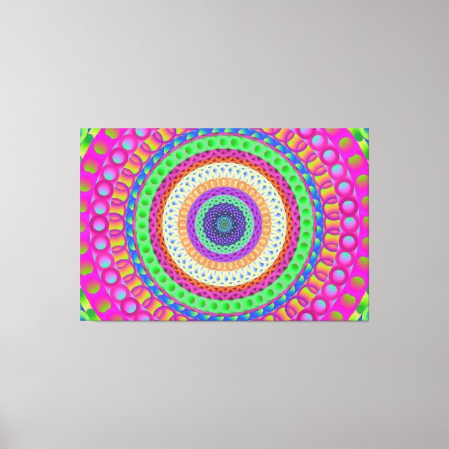 Em Tela Impressão Esticada do Círculo de Mandala Neon Blue (Frente)