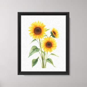 Em Tela Impressão Floral Aquarela de Girassol Amarelo Dour