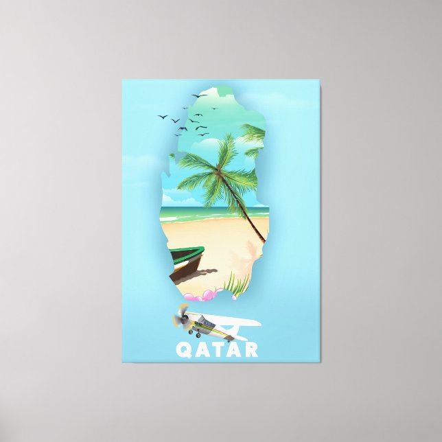 Em Tela Impressão ilustrado do Qatar (Frente)