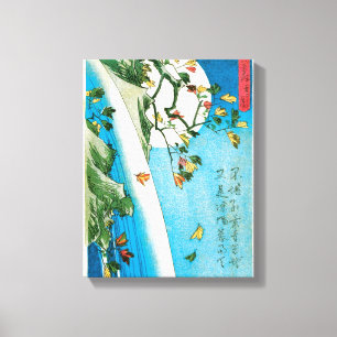 Em Tela Impressão japonês da lua e da cachoeira