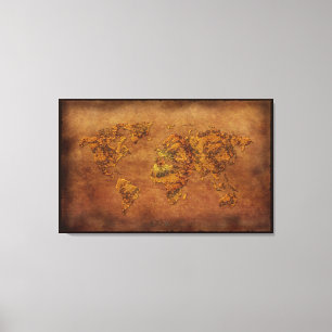 Em Tela impressão novo da arte do mapa do mundo do