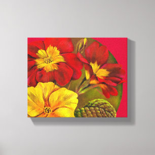 Em Tela Impressão vermelho floral do envoltório das bela