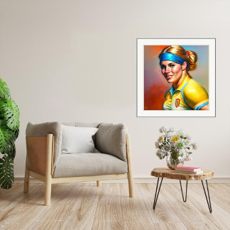 Em Tela Jogador de Rugby feminino - Impressão de Arte Canv
