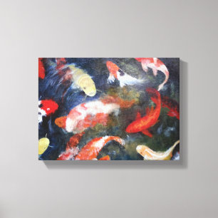 Em Tela Koi Fish Pond, Abstrato, Oil Painting Impressão