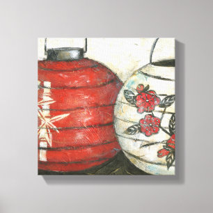 Em Tela Lanternas de Ano Novo Chinesas com Impressão Flor