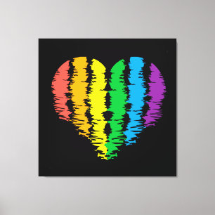 Em Tela LGBT+orgulho. Arco-íris do coração. Impressão de m