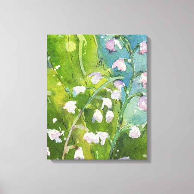 Em Tela Lilly of the Valley watercolor impressão (Frente)