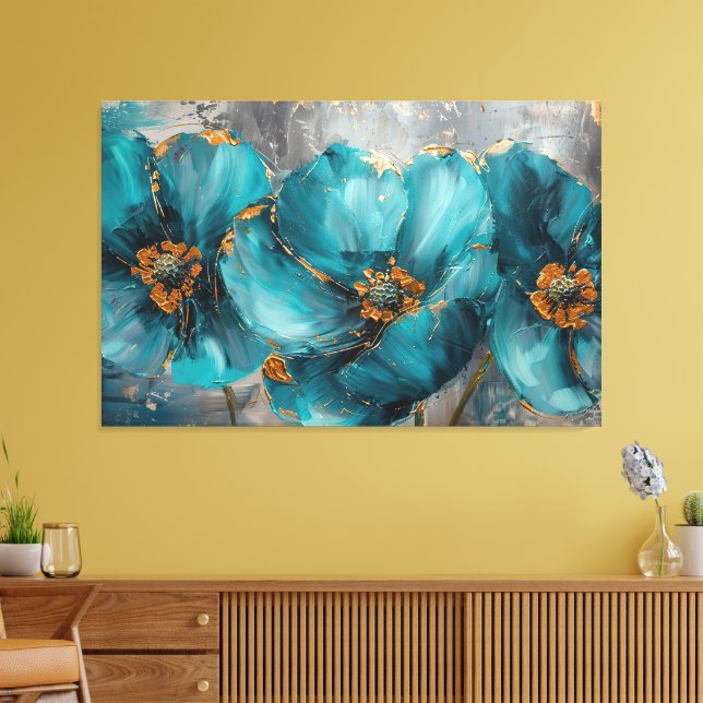 Em Tela Linda pintura de Flor Azul - Impressão de Arte Flo (Insitu(Sala de estar))