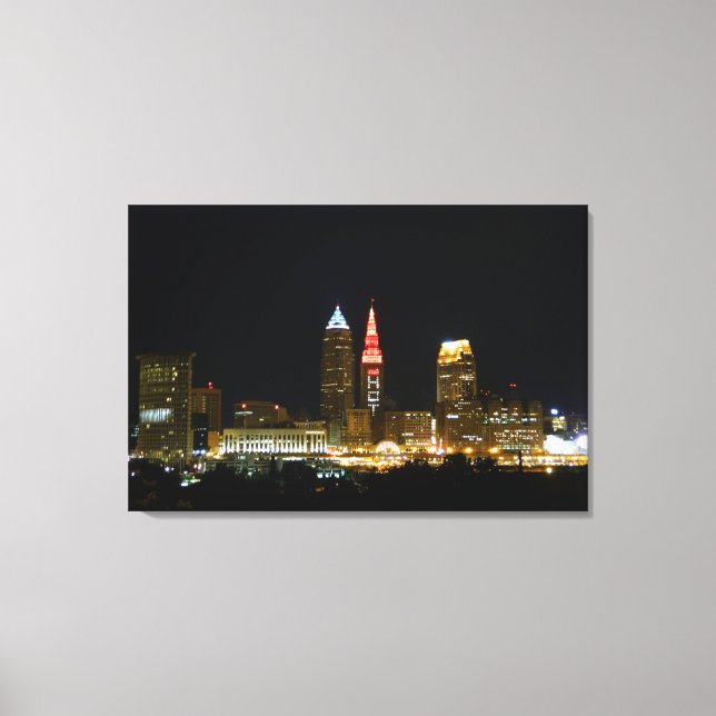 Em Tela (Luzes de torre quentes) Cleveland, OH Impressão (Frente)