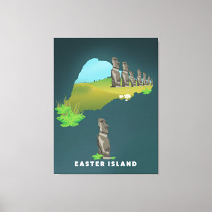 Em Tela Mapa ilustrado da ilha de Páscoa impressão de pôst