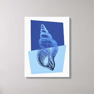 Em Tela Médio Moderno Turban Shell Impressão Blue