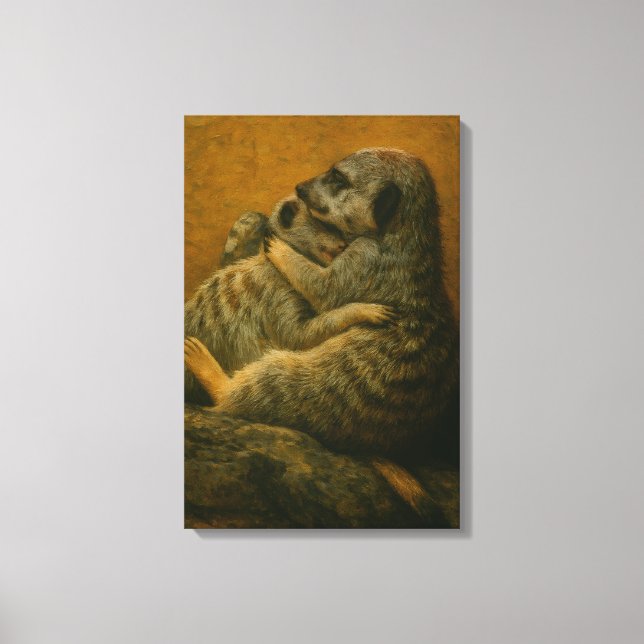 Em Tela Meerkat Embrace - Heart Wildlife Art Impressão (Frente)