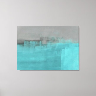 Em Tela "Misty" Cinza e Impressão de arte turquesa