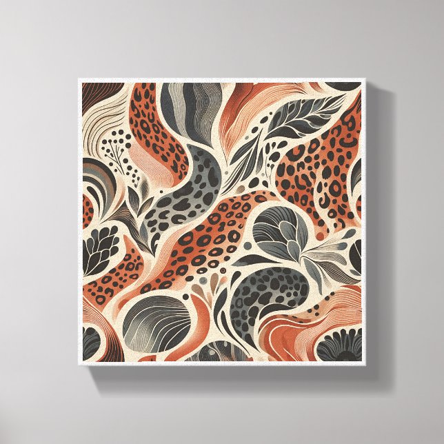 Em Tela Moderno Boho Impressão Leopardo - Pele Animal Abst (Frente)