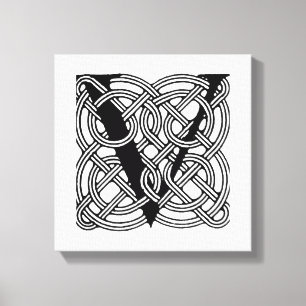 Em Tela Monograma da Letra V Impressão de Nó Celta Vintage