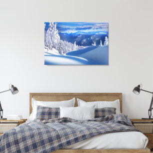 Em Tela Montagens superiores da neve Impressão de pintura 
