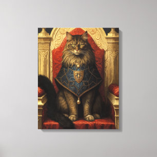 Em Tela Noble Maine Coon Cat Throne Art Impressão