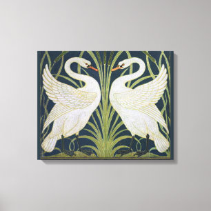 Em Tela Padrão de Cisnes Art Nouveau: Impressão de Cisne d