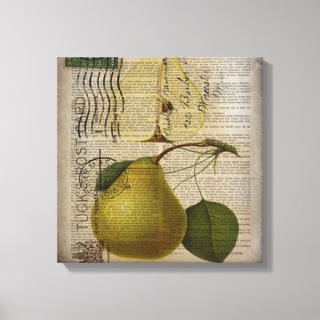Em Tela pera de fruta de Impressão de Vintage moderna (Frente)