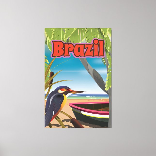 Em Tela Placa Poste de praia brasileira viagem impressão (Frente)