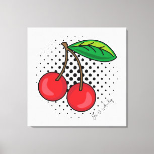 Em Tela Popart Red Cherries na impressão de pontos de meio