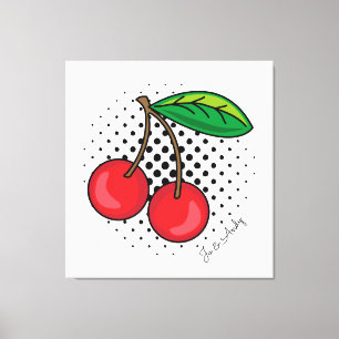 Em Tela Popart Red Cherries na impressão de pontos de meio