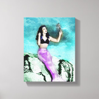 Em Tela Rockabilly Mermaid Impressão