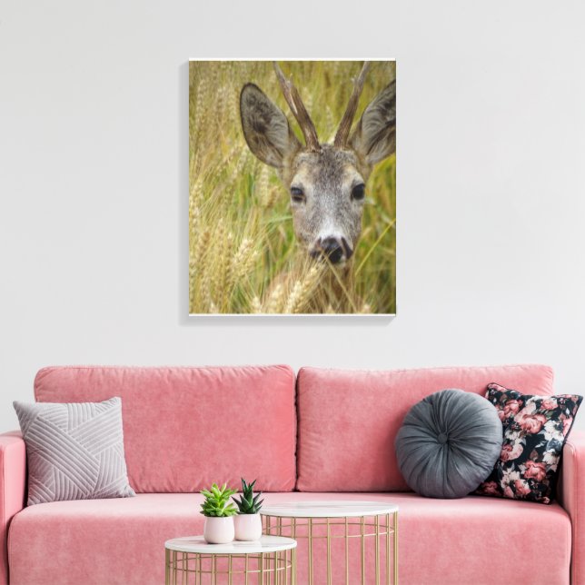 Em Tela Roe Deer no Campo de Trigo - Impressão de Fotograf (Insitu(Sala de estar))