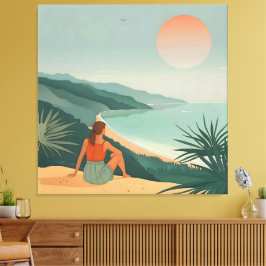 Em Tela Solidão do Pôr do Sol – Impressão Minimalista de V