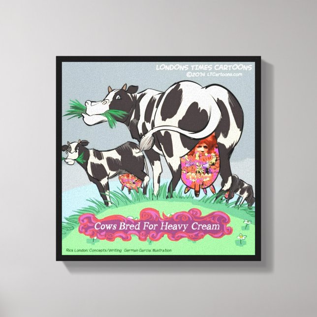 Em Tela Vacas Criadas Para Creme Pesado Impressão Engraçad (Frente)