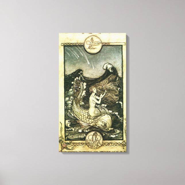 EM TELA VINTAGEM SEPIA TONE MERMAID OCEAN IMPRESSÃO (Frente)