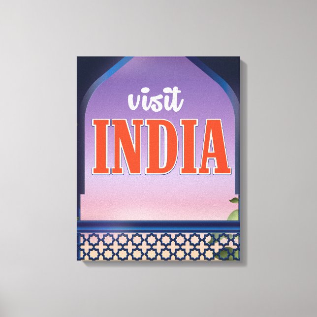Em Tela Visite a Índia Impressão de viagem antiga. (Frente)