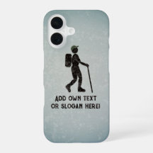 Em uma caminhada com mochila e bastão - seu slogan