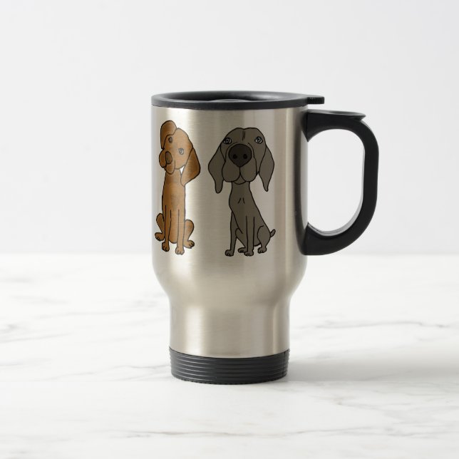 Em Weimaraner e em caneca de viagem do ponteiro (Direita)