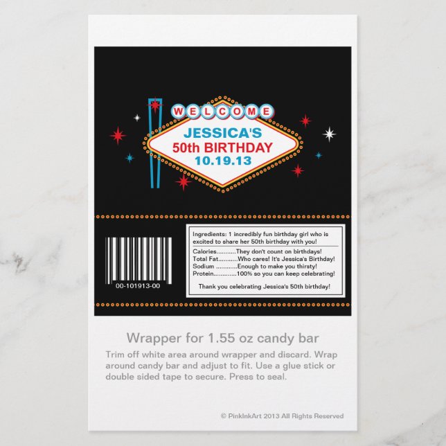 Embalador de doces de aniversário de Las Vegas 50t (Frente)