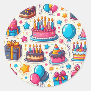 Embalagem com adesivo de aniversário festivo"