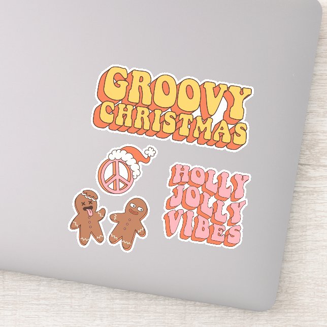 Embalagem com adesivo de Natal em Groovy (Detalhe)