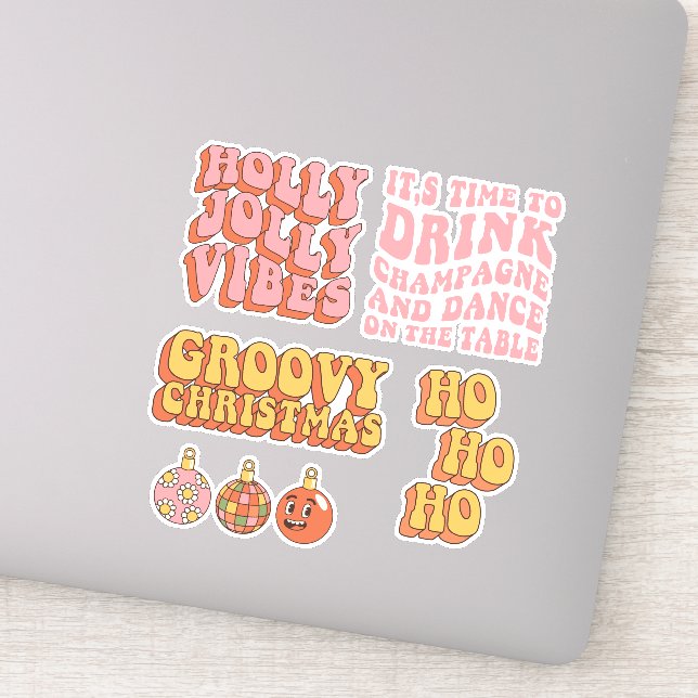 Embalagem com adesivo de Natal em Groovy (Detalhe)
